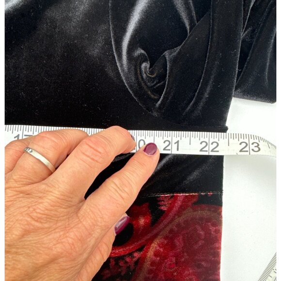 Vtg Inspired Black & Burgundy Velvet Patchwork Long Sleeve Maxi Dress Whimsigoth - Picture 14 of 16